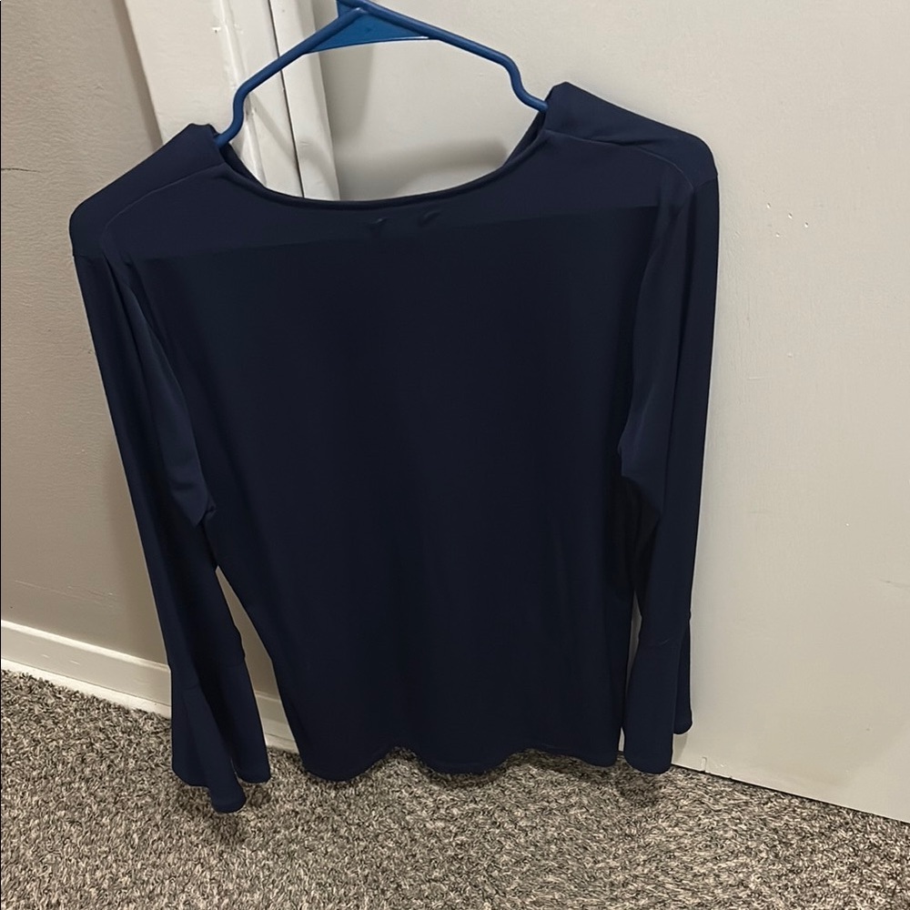 Michael Kors Navy Blouse with Gold Eyelets - Picture 3 of 3